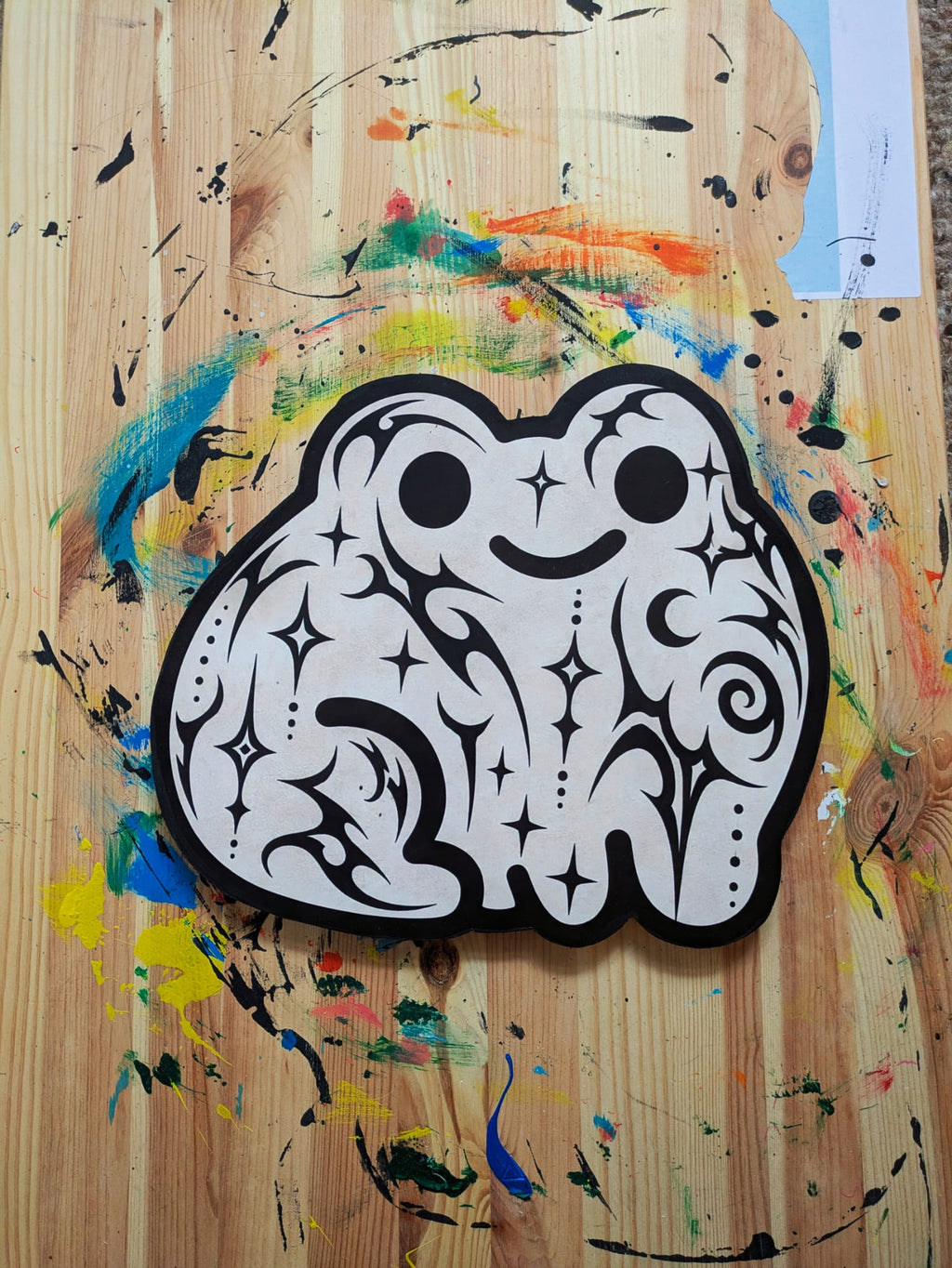 Frog Print on Wood - Tattoo