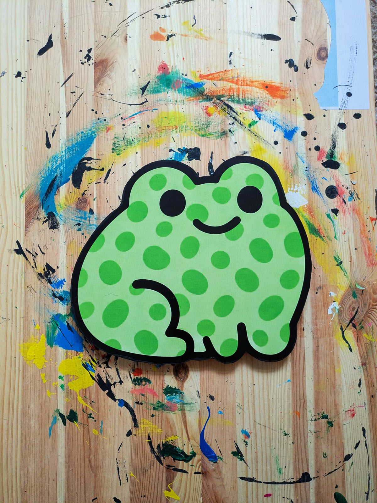 Frog Print on Wood - Classic Dots