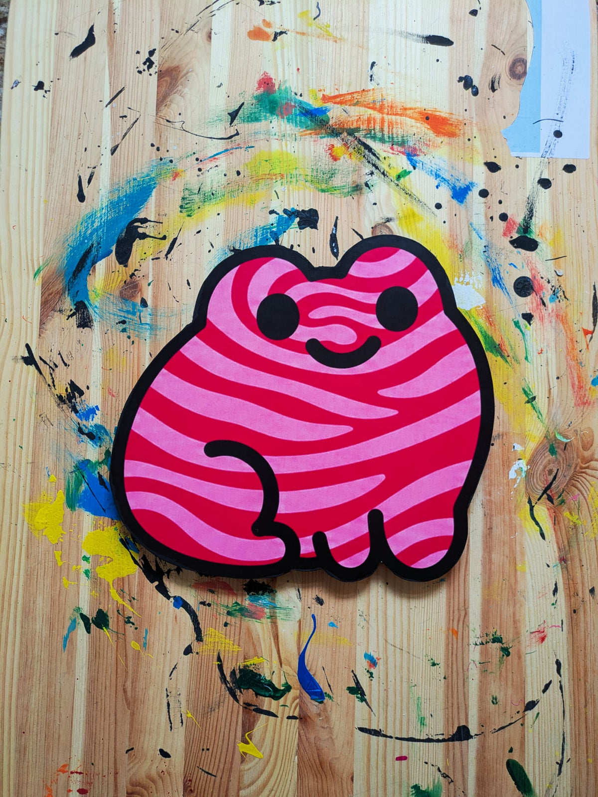Frog Print on Wood - Pink Tiger