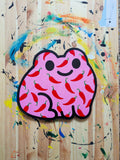 Frog Print on Wood - Hot Chilli