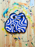Frog Print on Wood - Blue Swirl