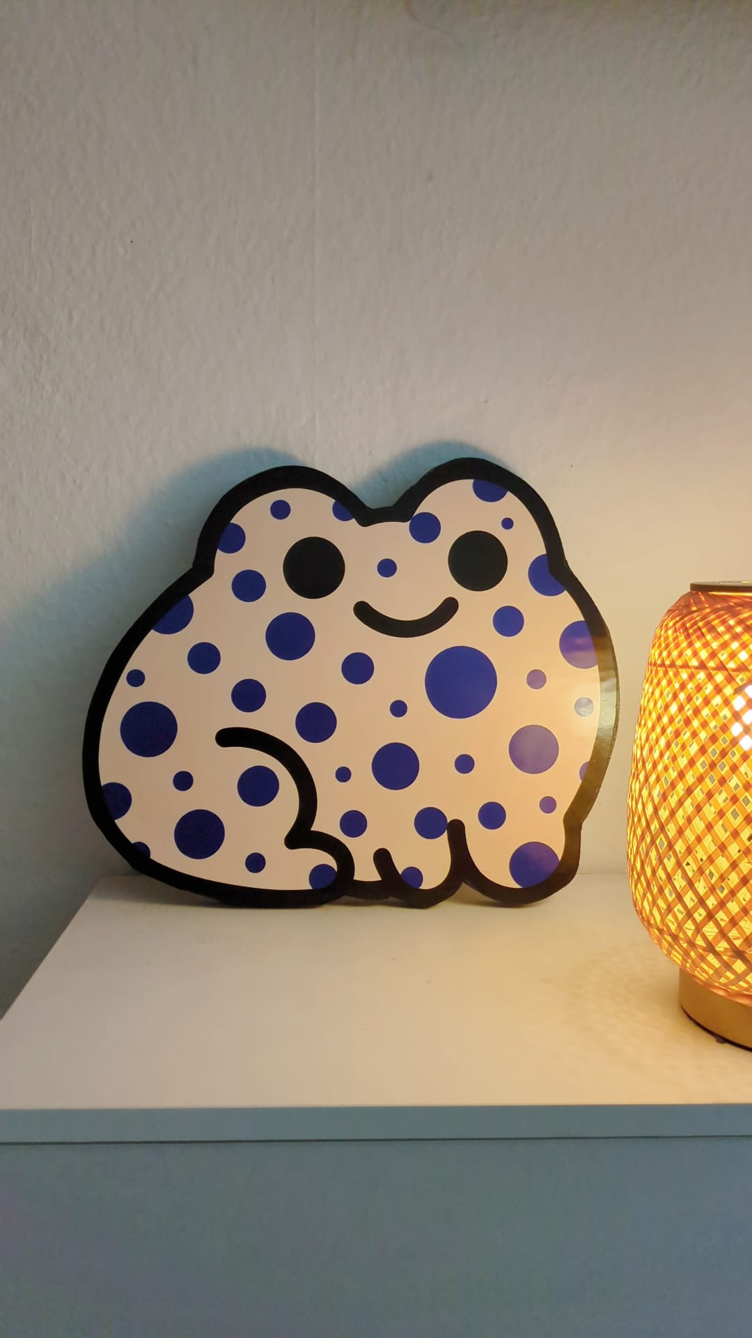 Frog Print on Wood - Blue Dots
