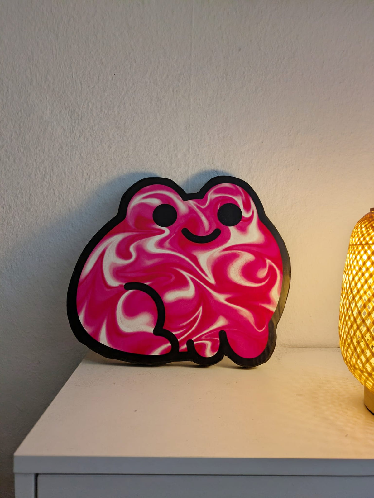 Frog Print on Wood - Pink Pool