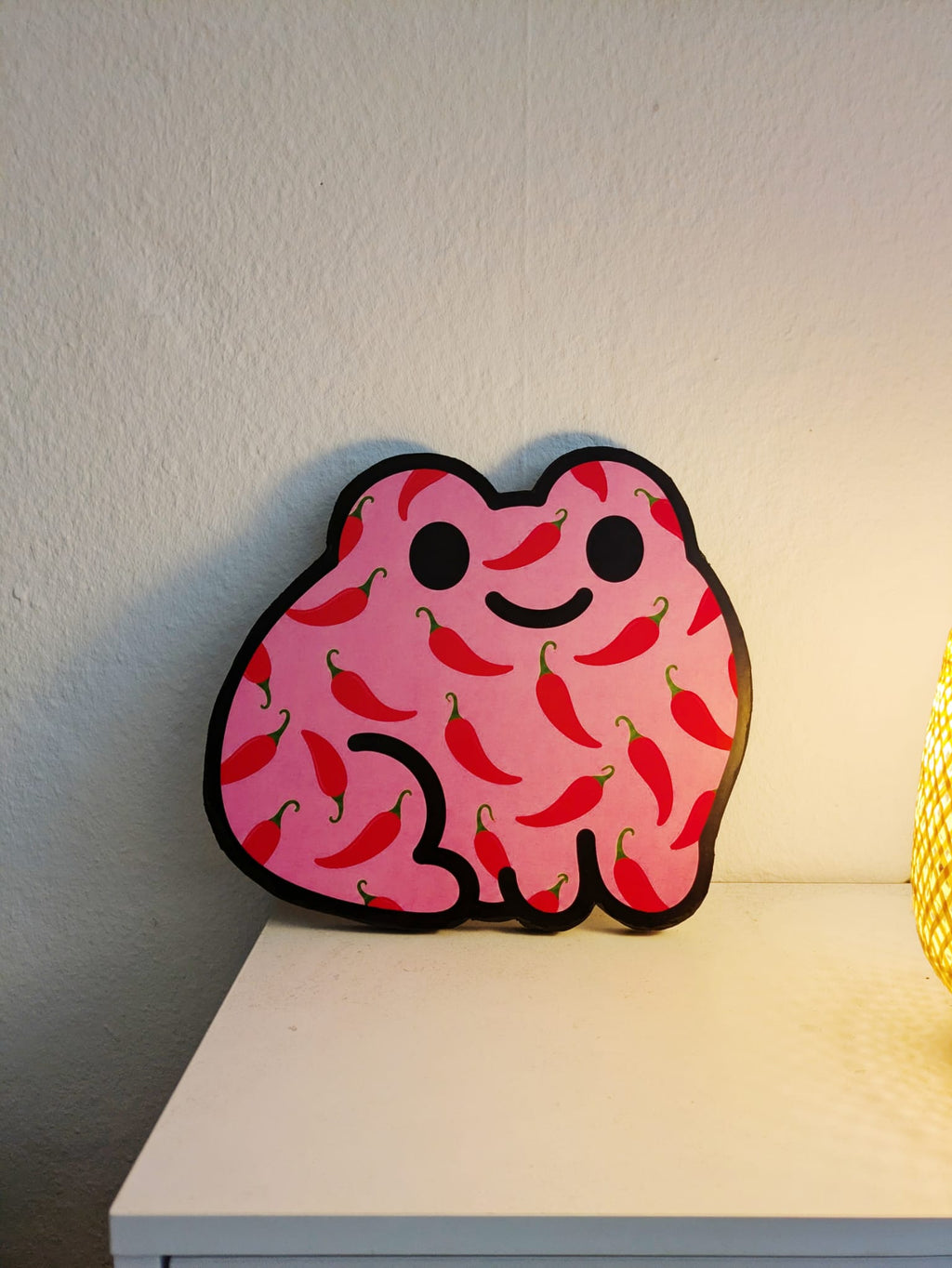 Frog Print on Wood - Hot Chilli