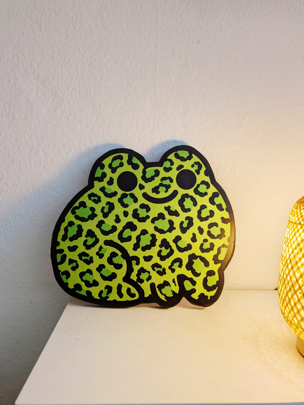 Frog Print on Wood - Green Leo