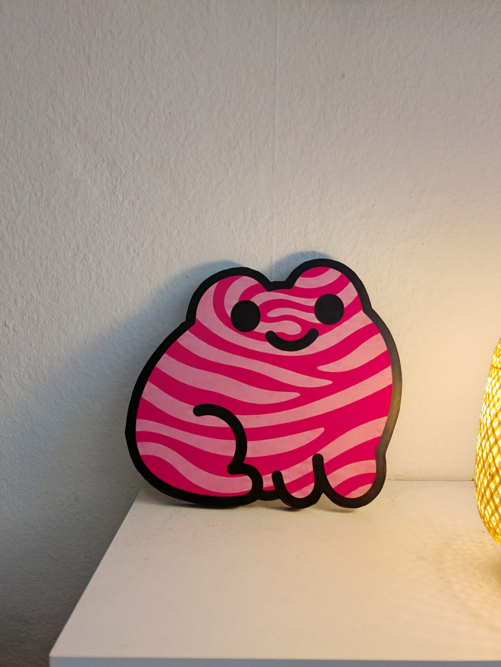 Frog Print on Wood - Pink Tiger